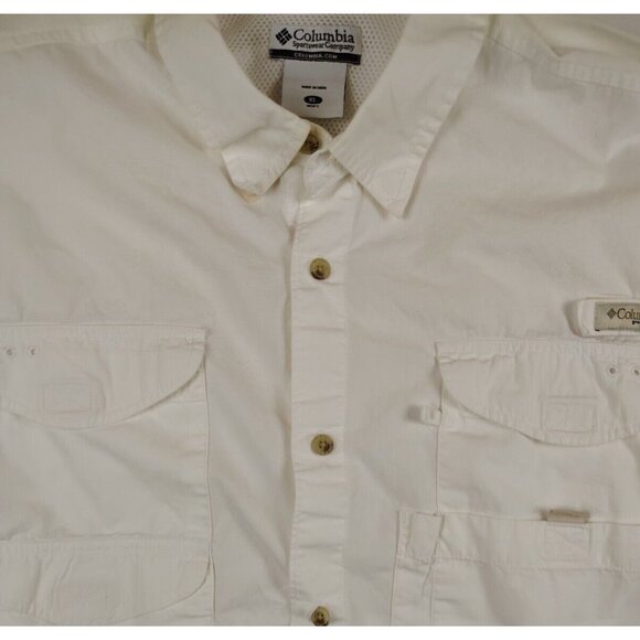 Columbia PFG White Button Up Shirt Short Sleeve Fishing Outdoor Mens XL - Picture 3 of 11